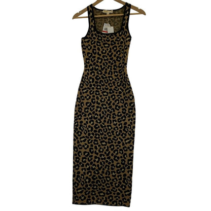 新品同様◆マイケルコース ワンピース ノースリーブ ドレス レオパード柄 レディース サイズXS 総柄 MICHAEL KORS 【AFB16】