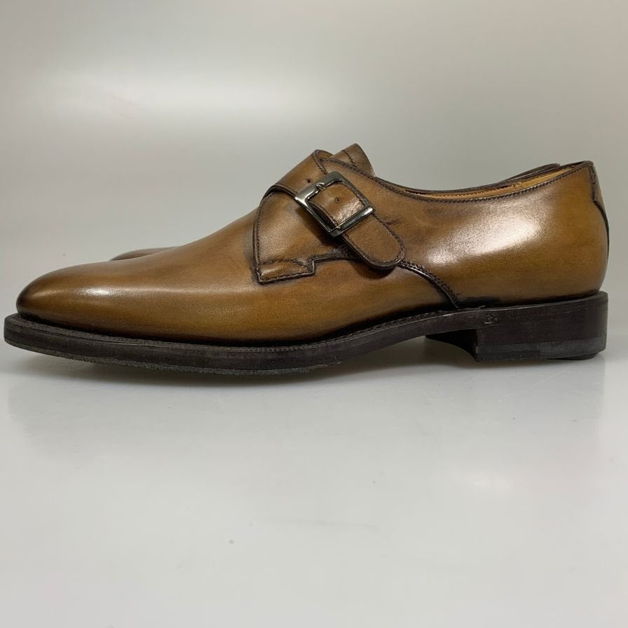 ベルルッティ カーフレザー シングルモンクストラップ ビジネスシューズ メンズ サイズ6.5 ブラウン Berluti 約25.0cm【AFD3】
