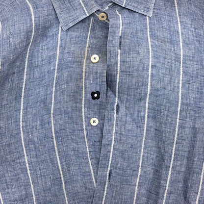 美品◆ラルディーニ 長袖シャツ ストライプ リネン コットン混 サイズ41 メンズ LARDINI 【AFB17】