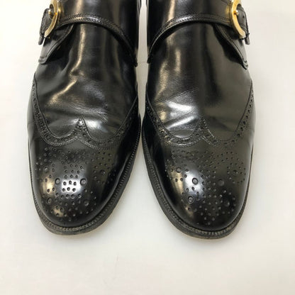 タニノクリスチー ウィングチップ メダリオン シングルモンクストラップ ブラック サイズ6 メンズ TANINO CRISCI 約24.5cm【AFC36】