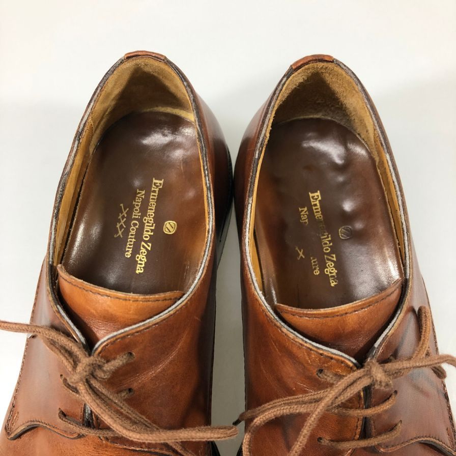 エルメネジルド・ゼニア ナポリ クチュール プレーントゥシューズ サイズ 8 ブラウン メンズ Ermenegildo Zegna Napoli COUTURE 約26.5cm【AFC36】