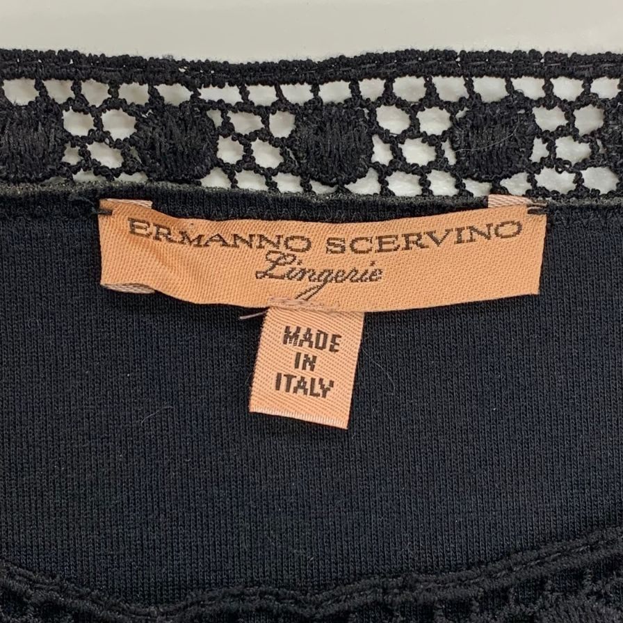 極美品◆エルマノ シェルビーノ 半袖レースしらいトップス イタリア製 レディース サイズ44 ブラック ERMANNO SCERVINO 【AFB12】