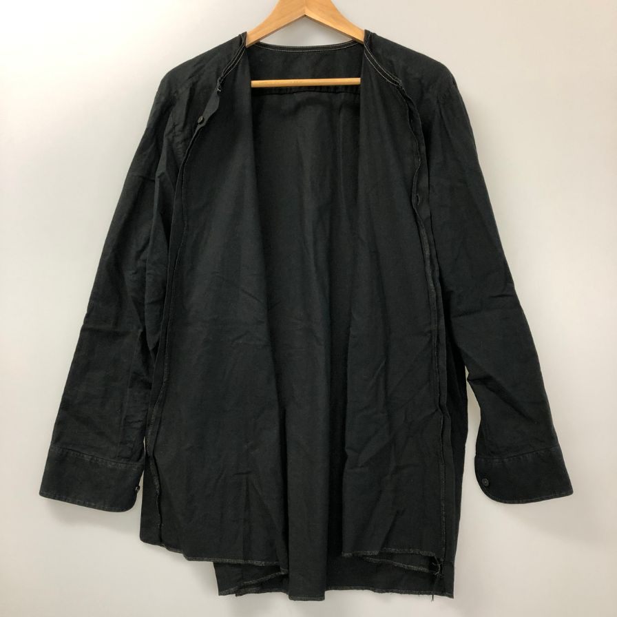 美品◆チェコ軍 ノーカラーシャツ ミリタリー ブラック メンズ サイズ表記なし Czech vintage 【AFB41】