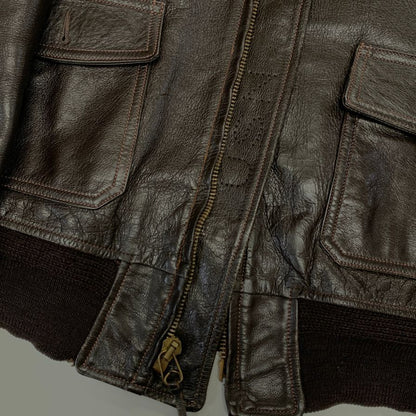 極美品◆ザリアルマッコイ フライトレザージャケット Type G-1 メンズ ブラウン サイズ38 THE REAL McCOY’S 【AFG1】