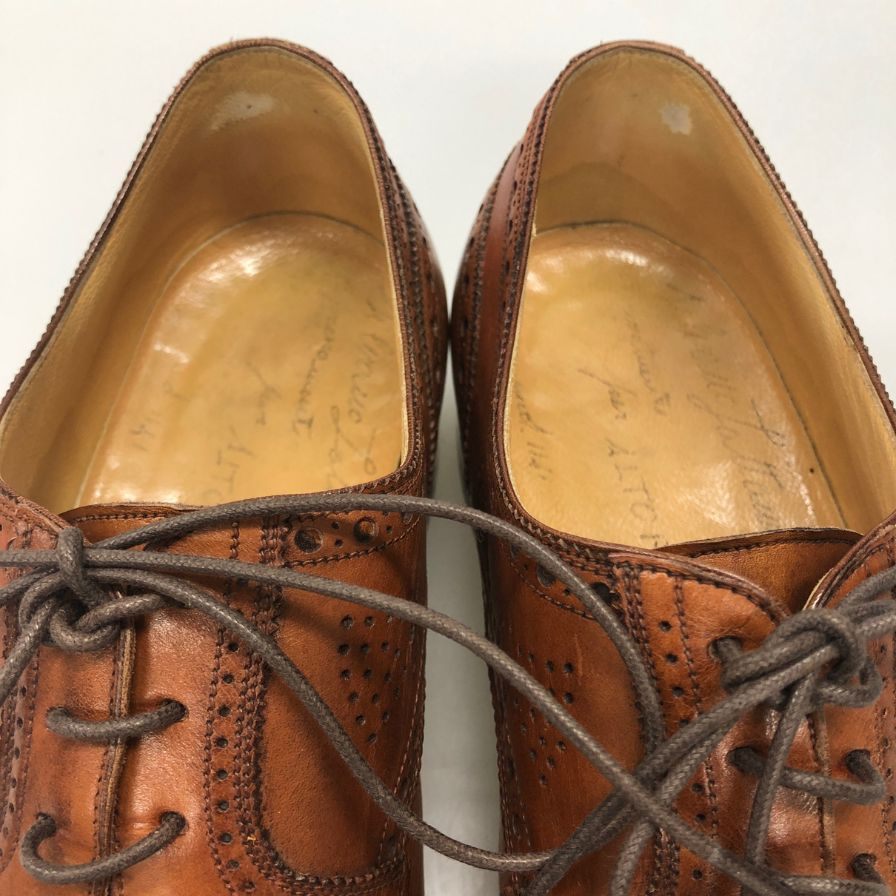 シルヴァノ ラッタンジ セミブローグ カーフ ブラウン UK７ Silvano Lattanzi ビジネスシューズ 約25.5cm【LA】【中古】