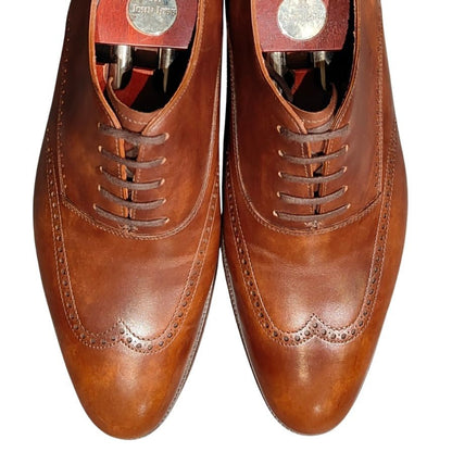 極美品◆ジョンロブ レザーシューズ ハットン ウイングチップ ミスティカーフ サイズ8.5 メンズ ブラウン系 JOHN LOBB HUTTON ビジネスシューズ 約26.5cm【LA】【中古】