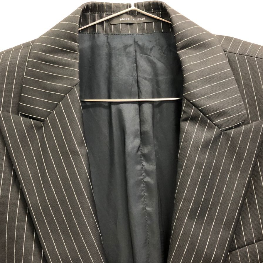中古■エンポリオアルマーニ シングル ジャケット ジュードライン ストライプ柄 メンズ サイズ52 ブラック EMPORIO ARMANI 【AFB46】