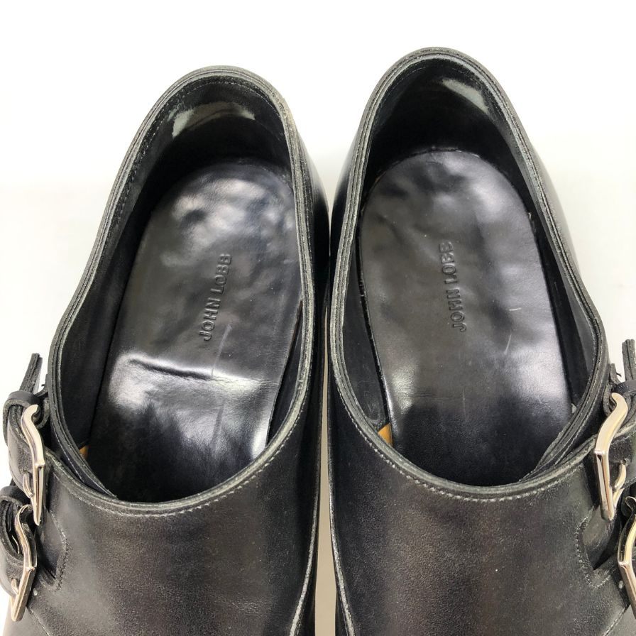 ジョンロブ レザーシューズ チャペル カーフ ダブルモンク 8000ラスト サイズ8.5E ブラック JOHN LOBB CHAPEL ビジネスシューズ 約27.5cm【LA】【中古】