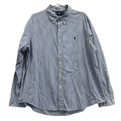 美品◆ラルフローレン ボタンダウンシャツ 90S オールド ストライプ ブルー系 メンズ サイズ4L Ralph Lauren 【AFB13】