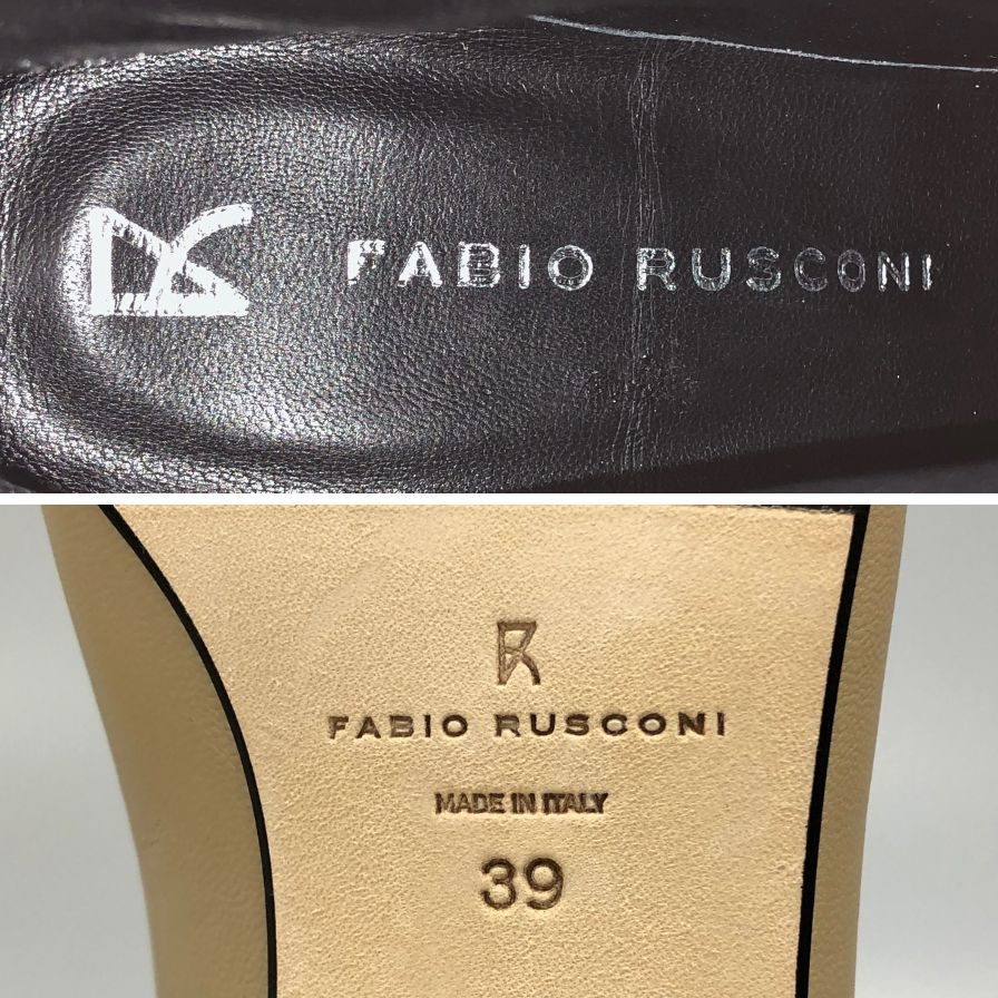 ファビオルスコーニ ブーツ ヒール パンプス バイカラー ジップ サイズ39 レディース ベージュ系 FABIO RUSCONI 約25.5cm【AFD15-2】