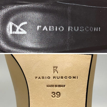 ファビオルスコーニ ブーツ ヒール パンプス バイカラー ジップ サイズ39 レディース ベージュ系 FABIO RUSCONI 約25.5cm【AFD15-2】