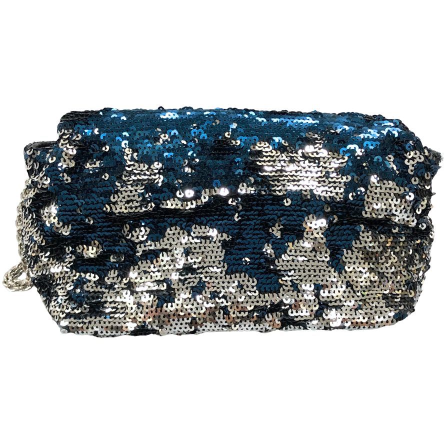 ソニアリキエル チェーンショルダーバッグ スパンコール シルバー金具 ネイビー×シルバー レディース SONIA RYKIEL【AFE4】