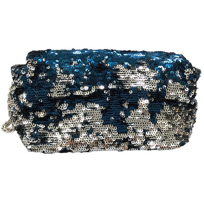 ソニアリキエル チェーンショルダーバッグ スパンコール シルバー金具 ネイビー×シルバー レディース SONIA RYKIEL【AFE4】