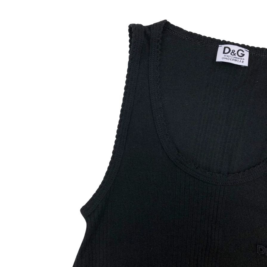 ■41528★年 ドルチェアンドガッバーナアンダーウェア キャミソール レース DOLCE&GABBANA - DOLCE&GABBANA ロゴテープ黒レースキャミソール
