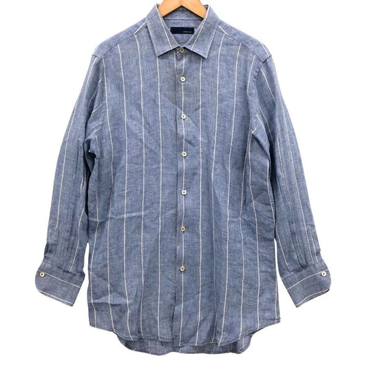 美品◆ラルディーニ 長袖シャツ ストライプ リネン コットン混 サイズ41 メンズ LARDINI 【AFB17】
