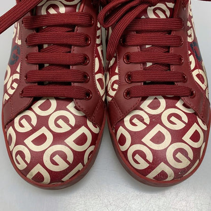ドルチェ&ガッバーナ レザースニーカー CS1570 総柄 ロゴ デザイン レッド レディース サイズ37 DOLCE & GABBANA 約24.0cm【AFC30】