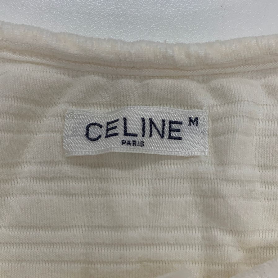 美品◆セリーヌ ワンピース ベロア ハーフ丈 ホワイト ゴールド金具 レディース サイズM CELINE 【AFB30】