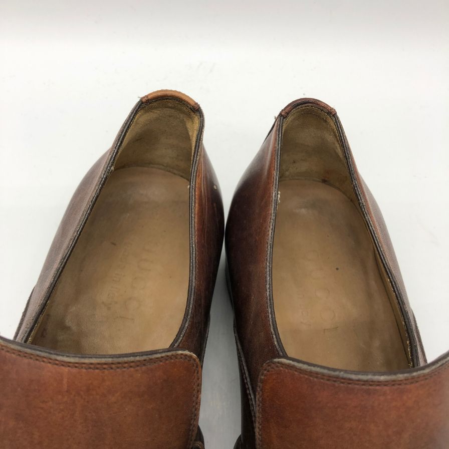 グッチ コインローファー 132496 カーフ モカシン 編み込みビットローファー ブラウン サイズ38 GUCCI 約24.5cm【PTM】