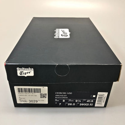 オニツカ タイガー ローカットスニーカー オーボリ レザー ガムソール A50 ブラック メンズ サイズ 26cm Onitsuka Tiger OHBORI 約26.0cm【AFD5】