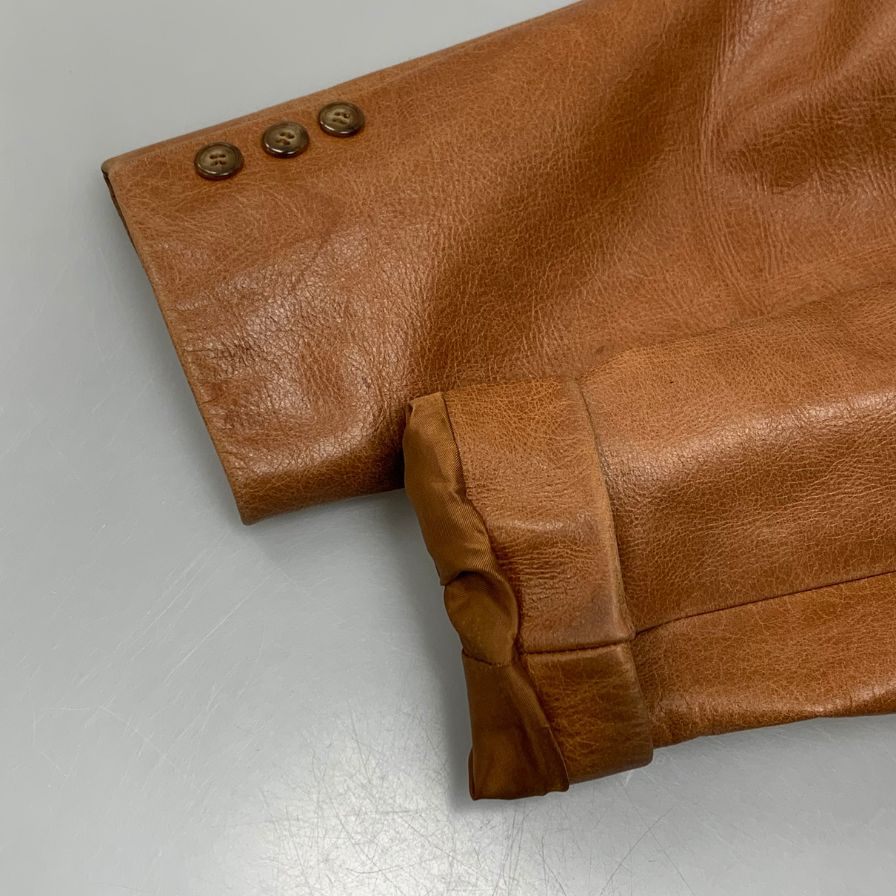 中古◆シーブリュームス レザージャケット ハーフコート 3B シングル 牛皮 サイズ38 メンズ ブラウン系 C.brumes 【AFG1】