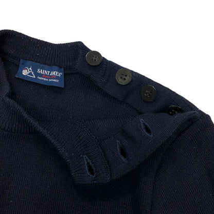 美品◆セントジェームス ニット ボーダー ウール ネイビー サイズXS メンズ SAINT JAMES 【AFB35】
