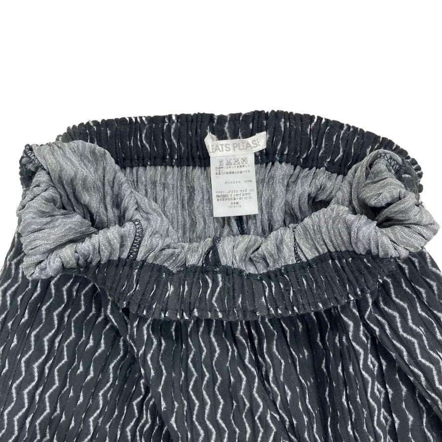 イッセイミヤケ プリーツプリーズ ワイドパンツ レディース PP61-JF533 ブラック ストライプ サイズ2 ISSEY MIYAKE PLEATS PLEASE 【AFB4】