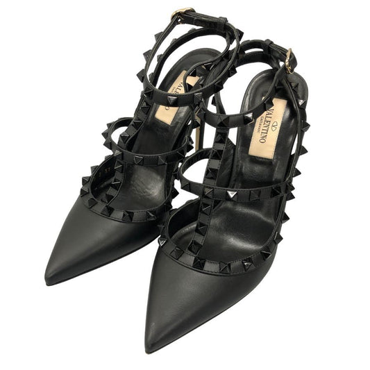ヴァレンティノガラヴァーニ ヒールパンプス ストラップ ロックスタッズ ブラック レディース サイズ37 VALENTINO GARAVANI 約23.5cm【AFC47】