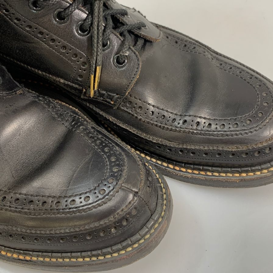 フットザコーチャー ブーツ レザー ブローグ モカシン ブラック サイズ8 メンズ foot the coacher 約26.0cm【PTM2】