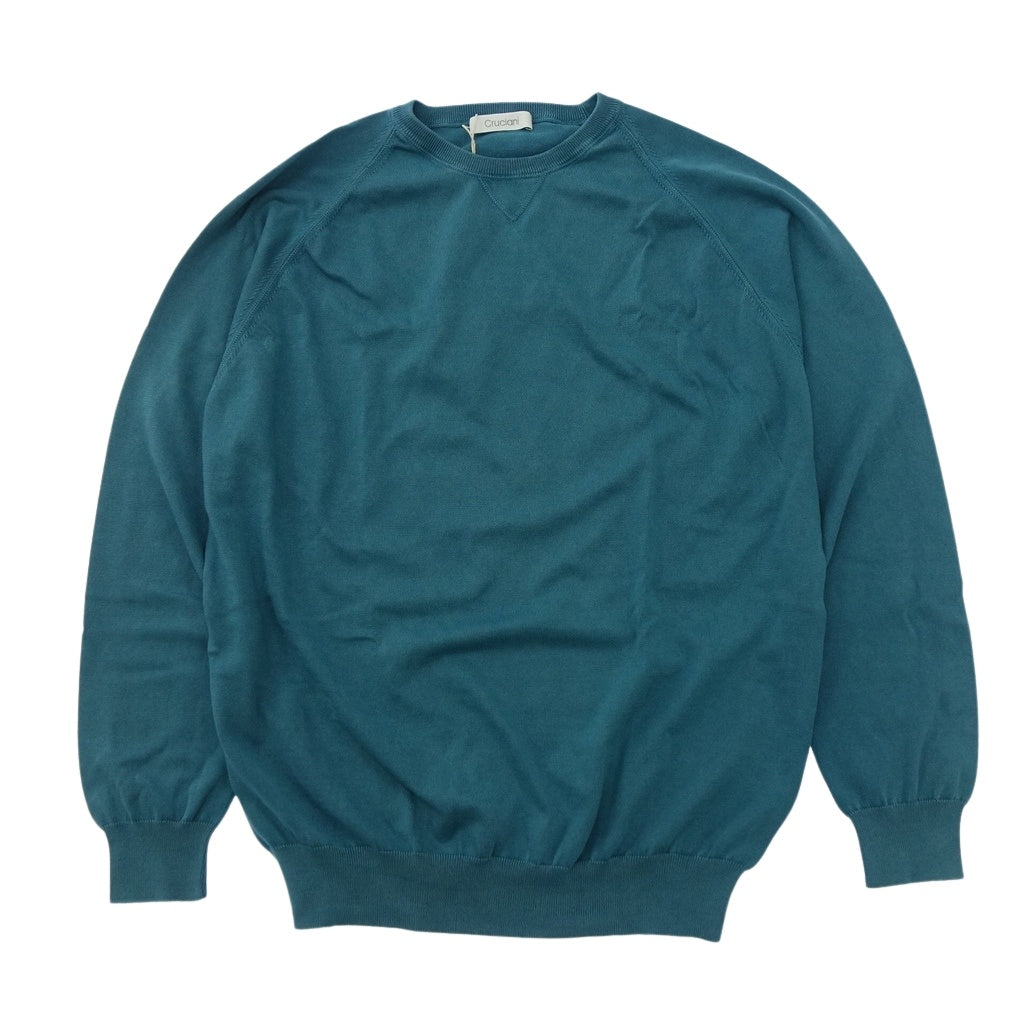 Like new◆CRUCIANI Knit Crew Neck Cotton Men's Size 58 Green CRUCIANI [AFB27] 