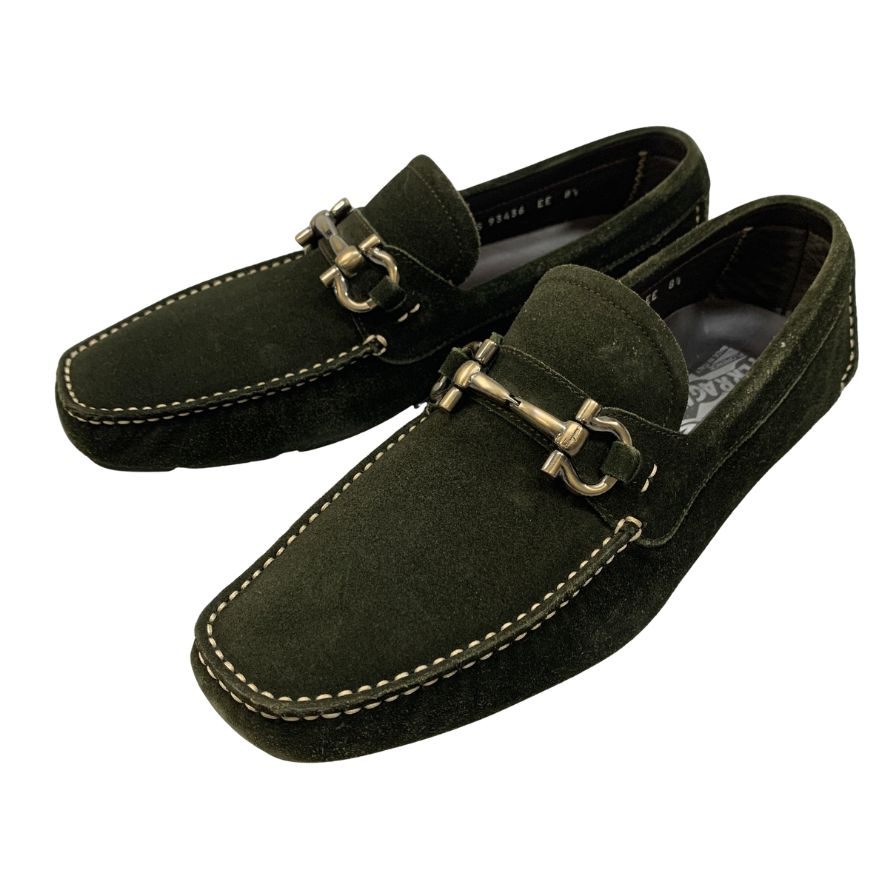 フェラガモ ドライビングシューズ スエード PARIGI ブラック UK8.5 メンズ Ferragamo 約26.5cm【AFD9-2】