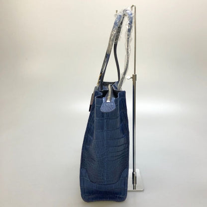 ペレリールッソ クロコ ハンドバック ブルー系 PELLEY LUSSO【AFE8】