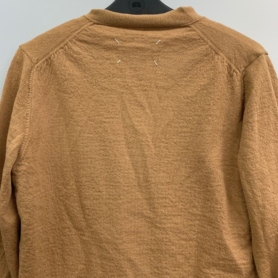 極美品◆メゾン マルジェラ 22AW Vネックカーディガン ダメージ加工 ベージュ メンズ サイズM SI1HA0006 Maison Margiela 【AFB4】