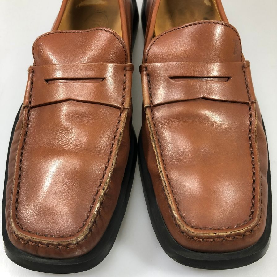 トッズ ローファー ドライビング カーフ ブラウン サイズ7.5 TODS 約26.5cm【AFC53】