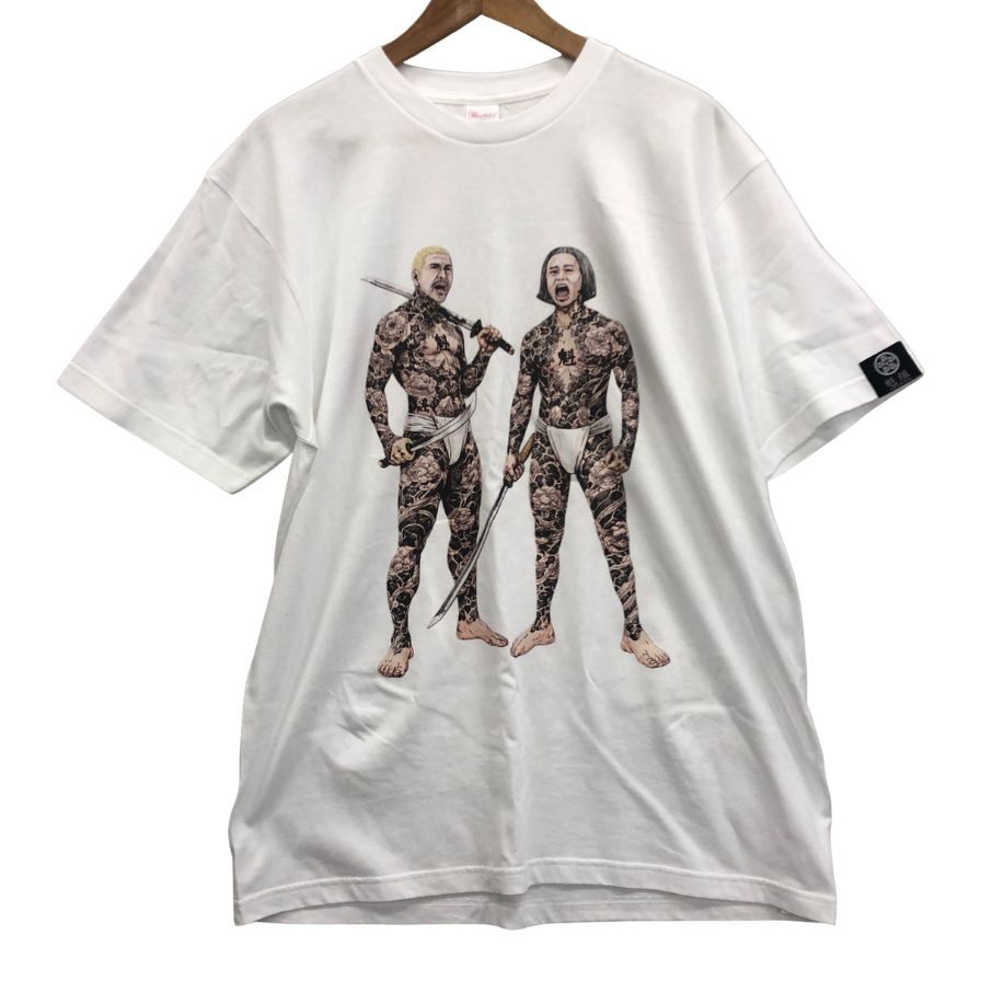 極美品◆魁組 サキガケグミ 半袖Tシャツ ダウンタウン メンズ サイズXL ホワイト 【AFB30】