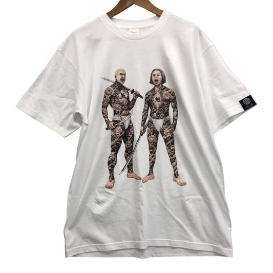 極美品◆魁組 サキガケグミ 半袖Tシャツ ダウンタウン メンズ サイズXL ホワイト 【AFB30】