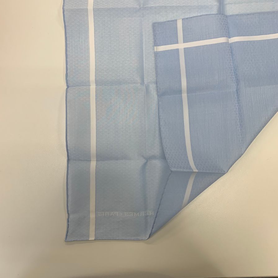 エルメス ハンカチ コットン100% ブルー系 レディース HERMES【AFI7】【中古】