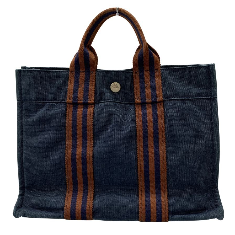 エルメス ハンドバッグ フールトゥー PM キャンバス ハンドバッグ レディース ネイビー HERMES【AFE6】