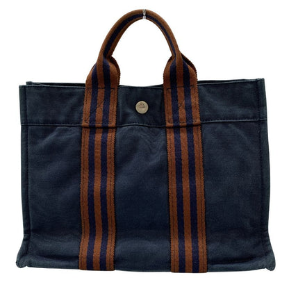 エルメス ハンドバッグ フールトゥー PM キャンバス ハンドバッグ レディース ネイビー HERMES【AFE6】