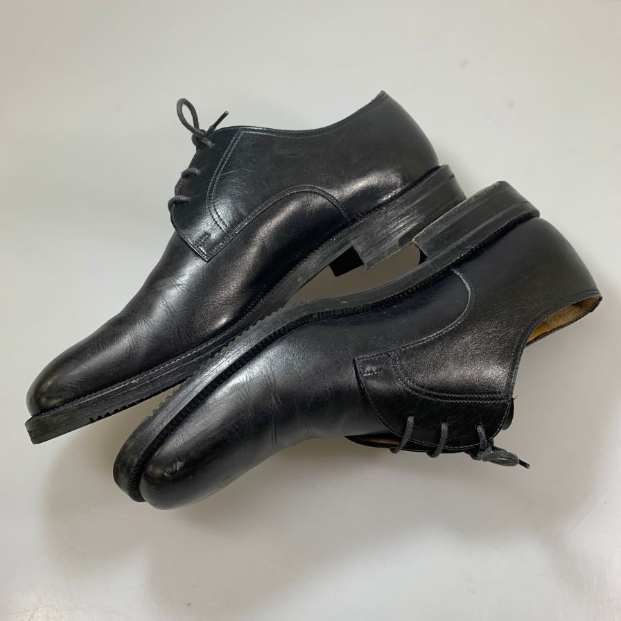 モレスキー レザーシューズ 33221 Vフロント プレーントゥ カーフ ブラック サイズUK8.5 メンズ MORESCHI 約26.5cm【PTM1】