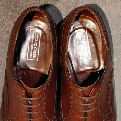 エドワードグリーン マルバーン フルブローグ 82ラスト ブラウン サイズUK8.5 EDWARD GREEN ビジネスシューズ 約27.0cm【LA】【中古】