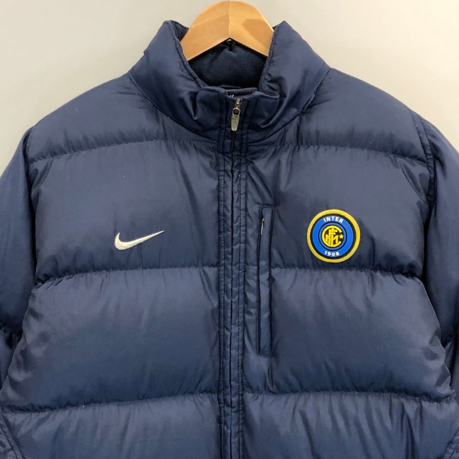 美品◆ナイキ ダウンジャケット インテル ロゴワッペン メンズ サイズM ネイビー NIKE 【AFA9】