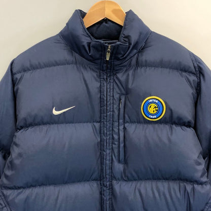 美品◆ナイキ ダウンジャケット インテル ロゴワッペン メンズ サイズM ネイビー NIKE 【AFA9】