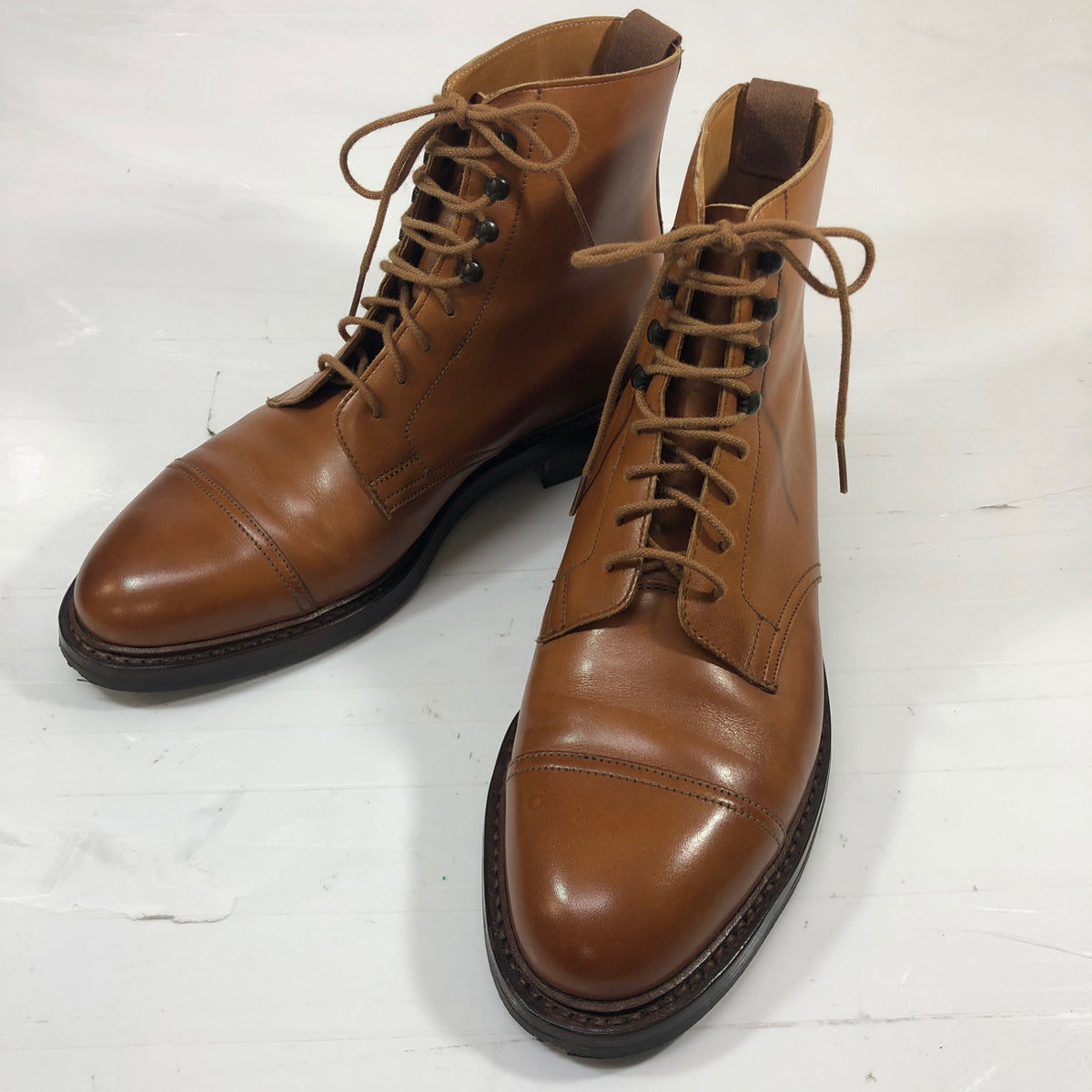 クロケットジョーンズ トレーディングポスト別注 コニストン キャップトゥブーツ ライトブラウン サイズUK6.5E メンズ Crockett & Jones ブーツ 約25.0cm【LA】【中古】