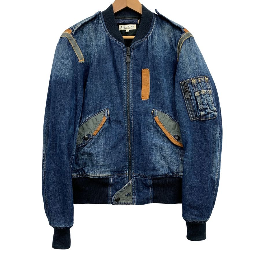 中古◆アヴィレックス タイプブルー フライトジャケット USED加工 デニム L-2 ボンバー ブルゾン インディゴ メンズ サイズM 6132107 AVIREX 【AFB2】
