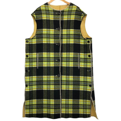 極美品◆マルニ ロングベスト リバーシブル ウール チェック マルチカラー レディース サイズ40 GLMA0050B0 MARNI 【AFA1】