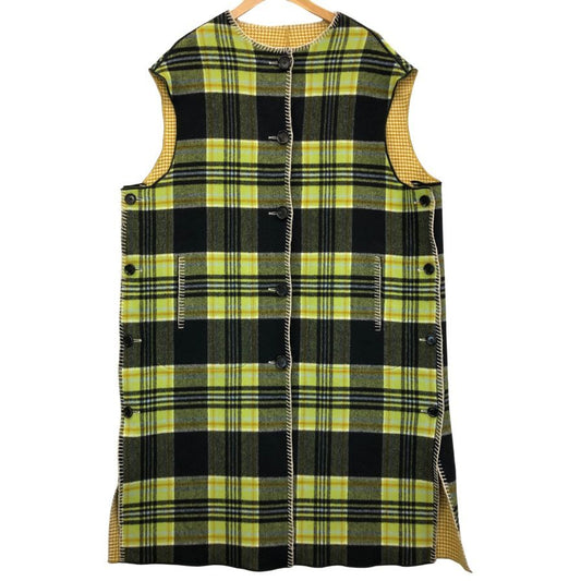 極美品◆マルニ ロングベスト リバーシブル ウール チェック マルチカラー レディース サイズ40 GLMA0050B0 MARNI 【AFA1】