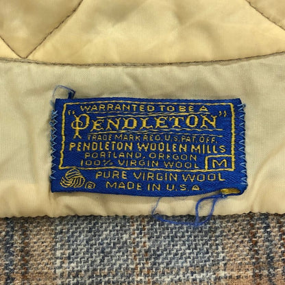 中古◆ペンドルトン 70S チェックシャツ ウール ベージュ系 メンズ サイズM PENDLETON 【AFB37】