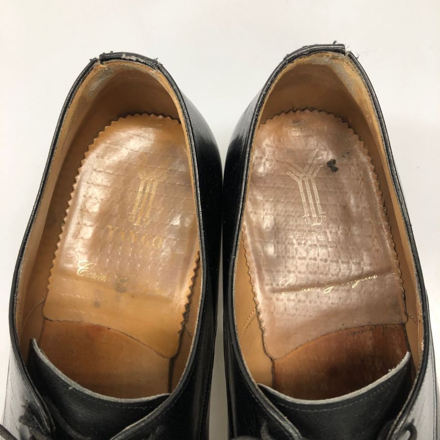 ヤンコ レザーシューズ スプリットトゥ Uチップ メンズ サイズ8 ブラック YANKO 約26.5cm【AFC47】