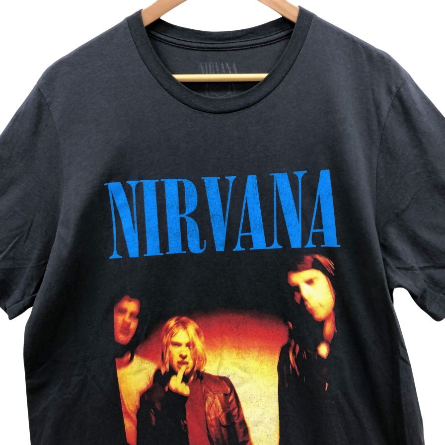 美品◆ニルヴァーナ Tシャツ 公式 半袖 プリント バンド バンT ブラック系 メンズ サイズL Nirvana 【AFB29】