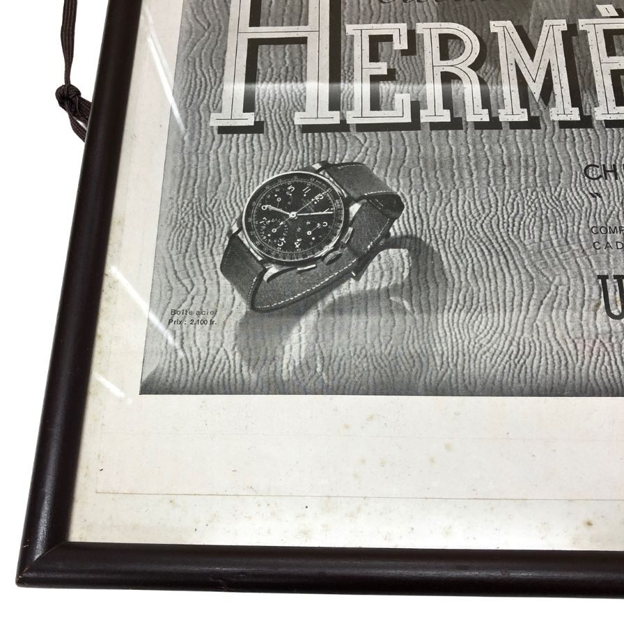 エルメス ポスター COMPAX 時計 1940年代  ヴィンテージ 額付き HERMES【AFE13】【中古】